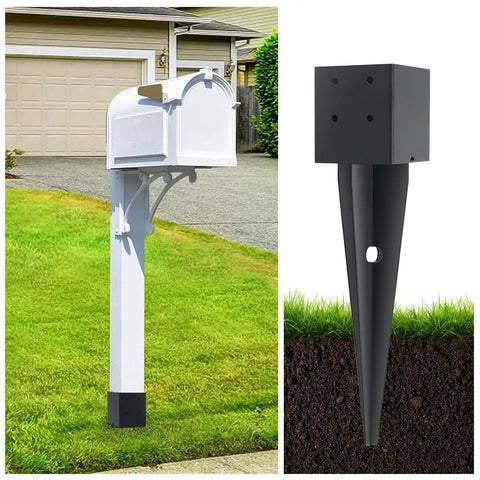 Heavy Duty Fence Post Anchors With Black Powder Coated Metal Ground Spikes For Decks Fences Porches Railings Mailboxes And Backyard Projects Built Tough To Bite Into Dirt And Keep Your Fence Tight Through Bad Weather