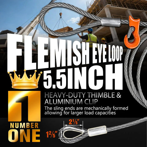 Pro Grade 1/2 By 8.2 Feet Single Leg Wire Rope Sling With Rock Solid Independent Wire Core And Quick Slide Choker Hook Rated 5500 Pounds For Daily Job Site Grinds And Reliable Heavy Equipment Hauling