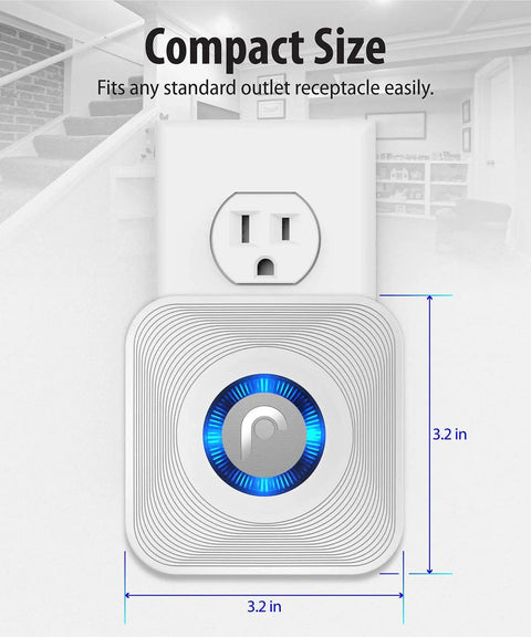 Wireless Door Chime And Driveway Alarm With Motion Sensor For Home And Business, 500 Foot Range, shown plugged into outlet