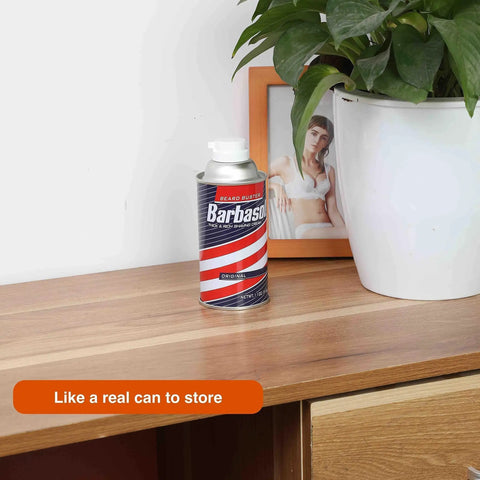 Diversion Safe Stash Can 11oz Travel Size with hidden compartment among home decor on wooden shelf.