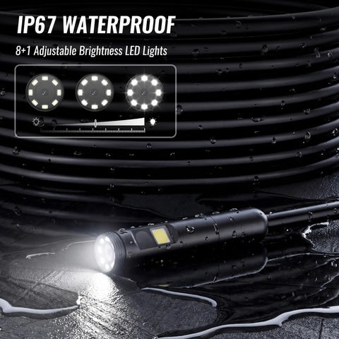 IP67 waterproof Dual Lens Endoscope With 4.3 Inch IPS Display And 16.4 Foot Cable, 1920P HD Real Time Imaging, Front And Side Cameras, 170 Degree Wide Viewing Angle, Zoom And Brightness Control For Clear Inspections, LED head