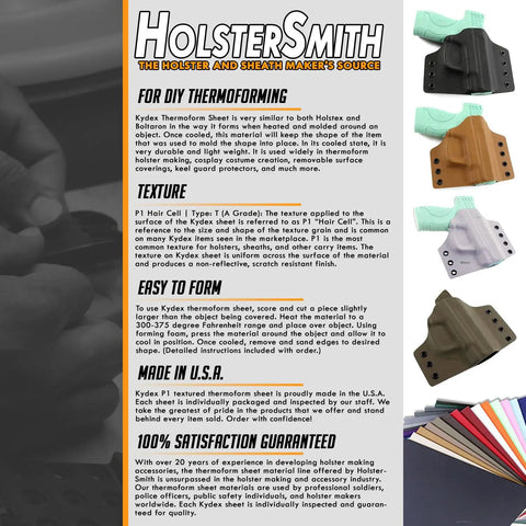 Thermoform Sheet For DIY Holster Building And Cosplay Armor And RC Models With P1 Texture Black 60 Mil Thick overview and uses