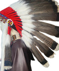 Side view of a feather headdress with Natural Turkey Tail Feathers 12 Pack Long 8 To 10 Inches Bulk Feathers For Crafts