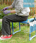 Person using Folding Garden Stool And Kneeler With Ten Point Two Inch Kneeling Pad Heavy Duty Garden Kneeler And Seat For Easy Gardening