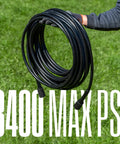 50 Ft PVC Pressure Washer Hose With 3400 Max PSI For Gas And Electric Washers, Heavy Duty Extension Line held outdoors