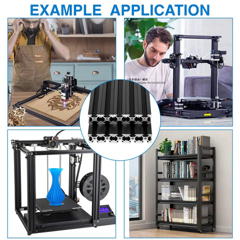 Four Piece 400mm European Standard Anodized Aluminum Extrusion Profile For Linear Rails Durable And Beefy Build For 3D Printers And CNC Machines DIY Projects Black used in various CNC and 3D printer applications