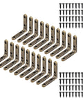 Heavy Duty 90 Degree Small Hinge Set For Wooden Boxes And Miniature Furniture Craft Projects Jewelry Cases Cabinets And Drawers Includes 20 Sets With Screws For Easy Installation displayed with screws