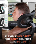 Ergonomic Mesh Office Chair With Adjustable Lumbar Support High Back 400 Lbs Capacity 3D headrest shown in use with desk setup.