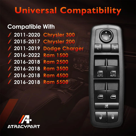 Driver Side Front Left Power Window Switch For Ram 1500 2500 3500 2016 To 2022 compatible models list
