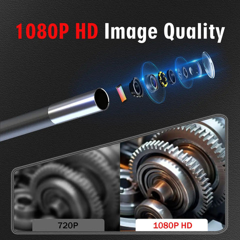 Articulating Borescope Camera With Light For Automotive And Industrial Inspection, 1080p image quality comparison with gears