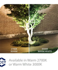 Comparison of 12V Landscape Accent Light With Adjustable Beam And Integrated Brightness Control at 2700K vs 3000K lighting