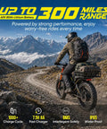 Heavy Duty 26 Inch Electric Bike With Badass 6000W Dual Motor And 80Ah Battery, 52 Mph Top Speed, 300 Mile Long Range, Full Suspension Hydraulic Brake Dirt Crusher For Adults Cruising on mountain trail.