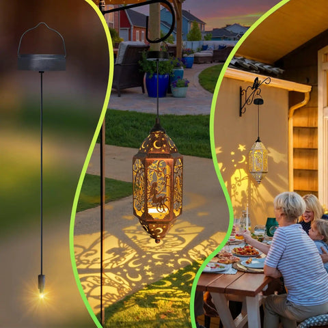 600mAh Solar Light Replacement Top for Outdoor Lanterns illuminating garden dinner with waterproof LED lights