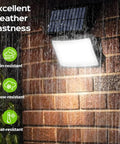 Installed Ultra Bright Solar Outdoor Flood Lights 2800LM With 16.4 Ft Cable Remote Control Motion Sensor 3 Modes Solar Powered Security Lights With Rain and Snow Resistance