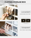 Kick It Organized With Top Tier Stackable Underwear Drawer Box Featuring Heavy Duty PP Plastic Closet Dividers To Keep Your Socks Snug And Your Morning Routine Smooth, transparent container showing organized items.