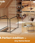 Top Shelf Adjustable Loft Handrail And Attic Ladder Safety Railing bolted down tight with durable stainless steel, in spacious attic.