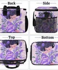 Insulated Picnic Backpack With Floral Design For Women And Men Spacious 12x8.7x10 Inches Lunch Bag showing back, side, top, bottom views