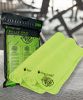 Chilly Pad Cooling Towels Lime 2 Pack 33x13 Inches with hyper evaporative material and packaging visible