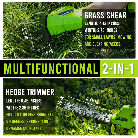 Cordless Hedge Trimmer And Grass Shear 2 In 1 For Effortless Yard Work 21V Handheld Electric Trimmer With 2Ah Battery And Fast Charger
