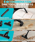 Cordless Handheld Vacuum Cleaner With 500W Motor, 5 In 1 Lightweight Powerhouse showing crevice, brush, floor nozzles for versatile use.