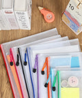 Mesh Zipper Pouch Bags Set, 30 Pieces In 8 Sizes And 8 Colors Waterproof Storage Pouches displayed on wooden surface