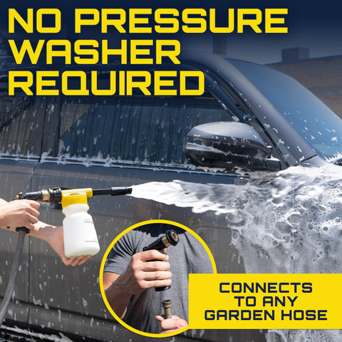 Car Wash Foam Gun And Foam Cannon For Garden Hose Scratch Free Suds Sprayer For Hassle Free Home Wash Snow Foaming Blaster being used