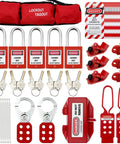 Lockout Tagout Kit For Electrical Panels And Circuit Breakers With Clamp On Lockout, Group Lockout Hasps, Tag, Universal Multi Pole Breaker