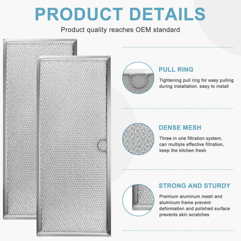 Product details of JennAir Downdraft Range Hood Grease Filter 71002111 Aluminum Mesh Replacement 2 Pack