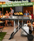 Portable Grill Cart For 17 And 22 Inch Griddles With Foldable Table And Propane Tank Holder Outdoor BBQ Stand in backyard setup