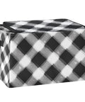 Totally Slick Foldable Storage Bin With Clear Vinyl Window And Reinforced Steel Frame Dual Zippered Openings For Hassle Free Access Checkered Pattern showing black and white checkered design.