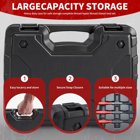Storage case for 61-Piece Thread Chaser Set For Metric And SAE Threads With Pitch Gauge Complete Thread Repair Kit