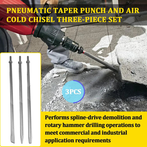 3 Pack Pneumatic Taper Punch And Air Cold Chisel Set For Air Hammer Tools used in concrete demolition work