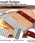 Murtenze stainless steel crinkle cutter with wooden handle for potatoes and vegetables (1 Pack)
