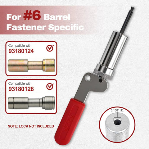 Top Rated Plunger Tool For #6 Barrel Nut Fasteners With 0.158 Inch ID tool showing compatible fittings and size detail.