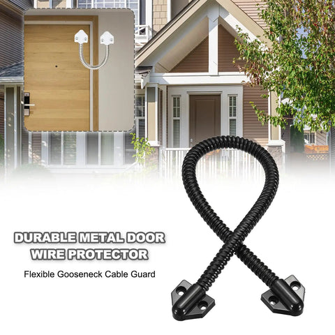 Built Tough Heavy Duty Armored Loop Power Transfer Cable Protector 16 Inch Long Fits 6mm Diameter Black 2 Pack Metal Flexible Gooseneck Exposed Mounting Sleeve with End Caps for Access System, black gooseneck door cable guard