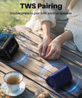 TWS pairing of Portable Bluetooth Shower Speaker Waterproof IPX7 With Loud Stereo Sound And Bass, 15 Hours Playtime, Compact Yet Loud Blue