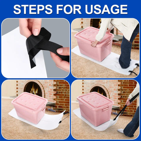 Steps showing the use of Two Pack Appliance Sliders for Refrigerators With Pull Straps Plastic Glide Furniture Moving Slides for heavy appliances.