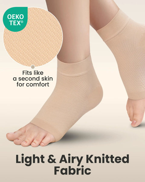 Open Toe Ankle Compression Sleeve For Everyday Relief 20 To 30mmHg 1 Pair Arch Support Plantar Fasciitis Relief Swelling Beige
