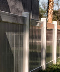 Vinyl fence featuring Six Pack 4x4 Pyramid White PVC Vinyl Post Caps For Vinyl Posts Only Not For Wood Posts Durable Weather Resistant Construction