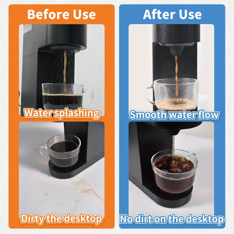 Comparison of coffee maker with and without Silicone Anti Leak Coffee Spout For K Mini And Express Brewers No Mess Splash Proof Pour Drip Free Design Easy To Clean Reusable Green Accessory That Keeps Counters Clean And Your Cup Full.
