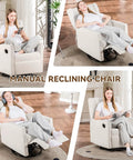 Comfy Teddy Upholstered Nursery Rocking Chair With Swivel Rocker Recliner And Manual Glider For Living Room Beige Fabric