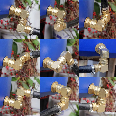 Garden Hose Swivel Elbow Connector 90 Degree Brass Fittings No Kink Protector Easy Install Pro Grade Three Quarter Inch GHT Internal To External Threads Heavy Duty Hose Fitting Kit With Washers Sealing Rings And Tape, brass elbow on hose