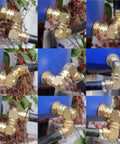 90 Degree Brass Hose Swivel Elbow With Three Quarter Inch GHT Connector Heavy Duty Garden Hose Fitting Includes Washer Internal Seals And Teflon Tape For Easy Leak Free Outdoor Water Setup on hose