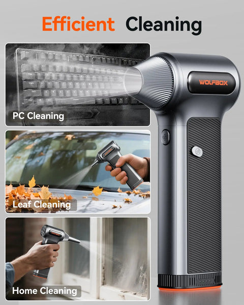 Cordless Air Duster with Removable Battery and Four Nozzles for Deep Cleaning on Computers, Cars, Windows, Home and Outdoor Use