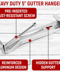 5 Inch Aluminum Gutter Hangers With Screws Easy Install K Style Hidden Gutter Hangers For Sagging Gutters Heavy Duty