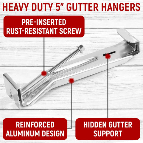 5 Inch Aluminum Gutter Hangers With Screws Easy Install K Style Hidden Gutter Hangers For Sagging Gutters Heavy Duty
