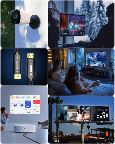 Image showcasing Ridiculously Durable Fifty Foot Fiber Optic Hdmi Cable Screaming Fast 48Gbps for 8K and 4K setups.