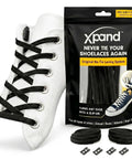 No Tie Elastic Shoelaces For Sneakers And Athletic Shoes Turn Any Pair Into Easy Slip On With Durable Black Laces And Patented Lace Anchors For A Secure Custom Fit For Adults And Kids, black shoelaces with lace anchors