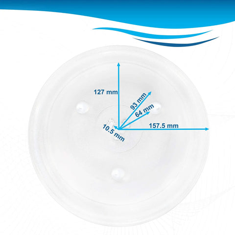 Top view of 12-3/8 Inch Glass Microwave Turntable Tray Replacement Fits GE General Electric Hamilton Beach Frigidaire Emerson