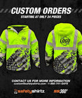 Front and back of Hi Vis Rain Jacket For Men With Class 3 Type R ANSI ISEA 107 2015 Waterproof Nylon Shell Mesh Lining
